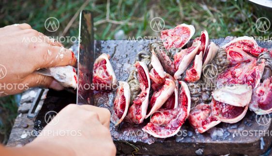 Fish getting ready to be cut up for cooking