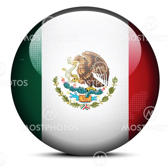 Map with Dot Pattern on flag button of United Mexican...
