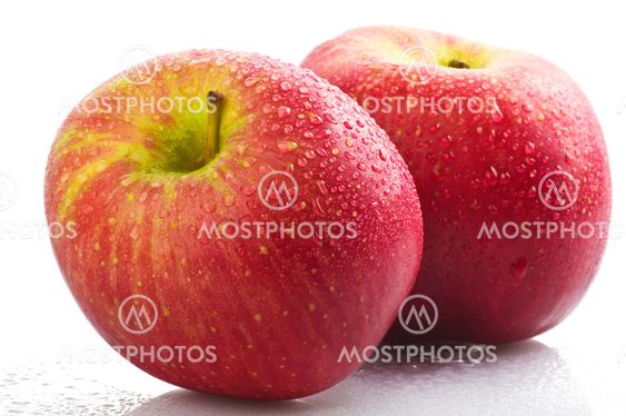 Red apples on the white