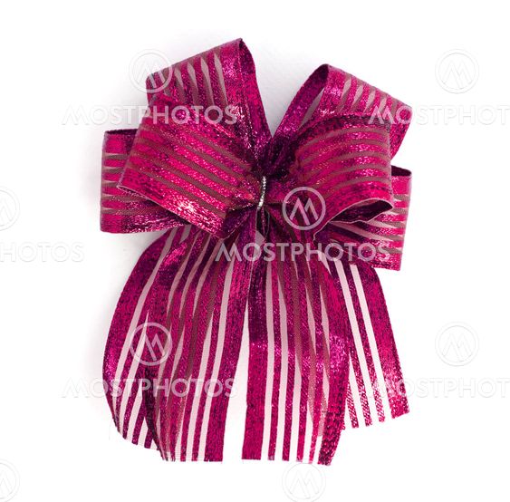 Pink Satin gift bow. ribbon isolated on white