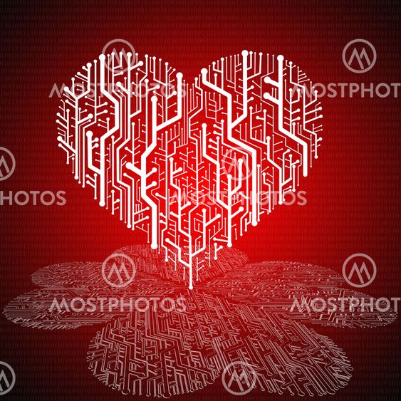 Circuit board in Heart shape with pattern on ground