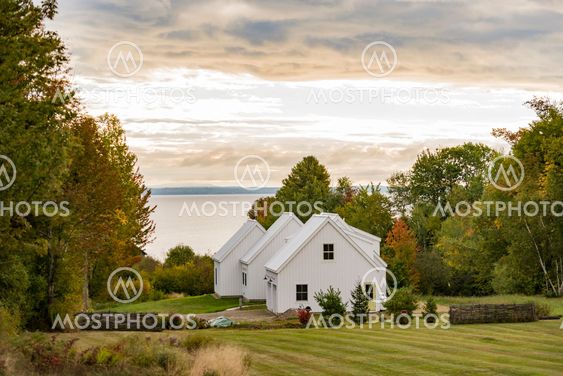 New England traditional house in the fall