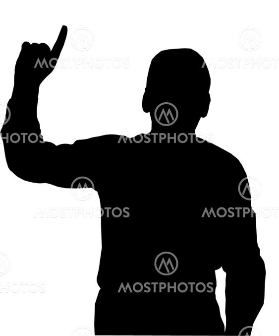 Man pointing upwards