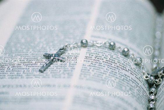detail os a silver rosary