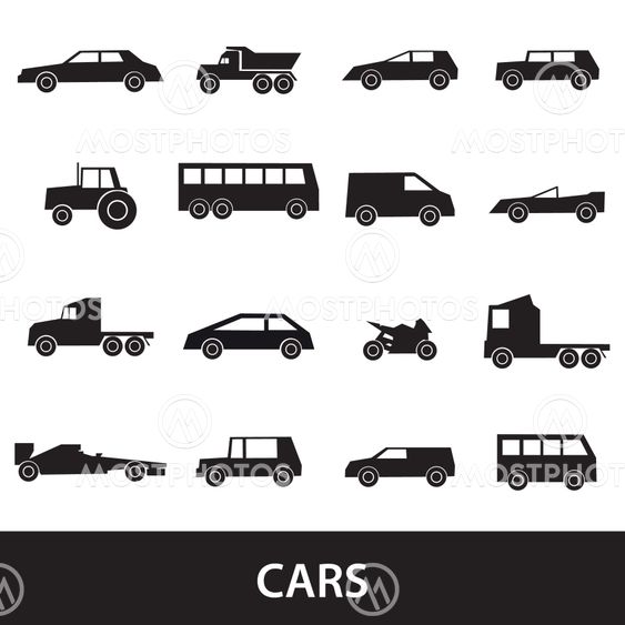 simple cars black silhouettes icons collection eps10