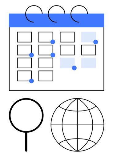 Calendar with Highlighted Events and a Magnifying Glass...
