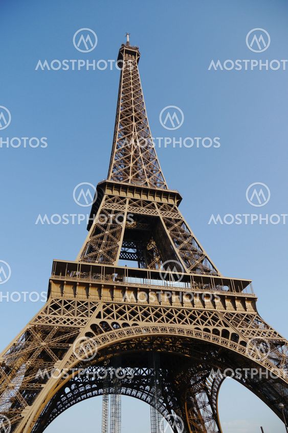 low angle on eiffel tower