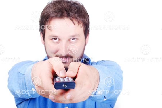 Man with remote control