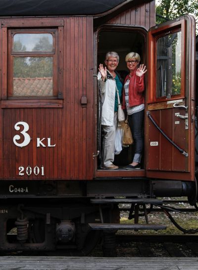 Resenärer på veterantåg