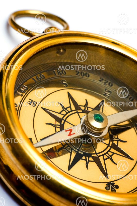 Old style brass compass