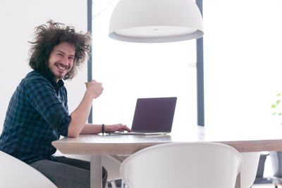 man working from home