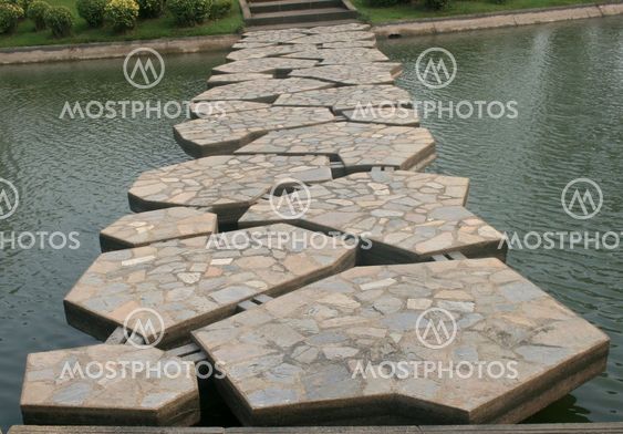 stone bridge in beautiful garden
