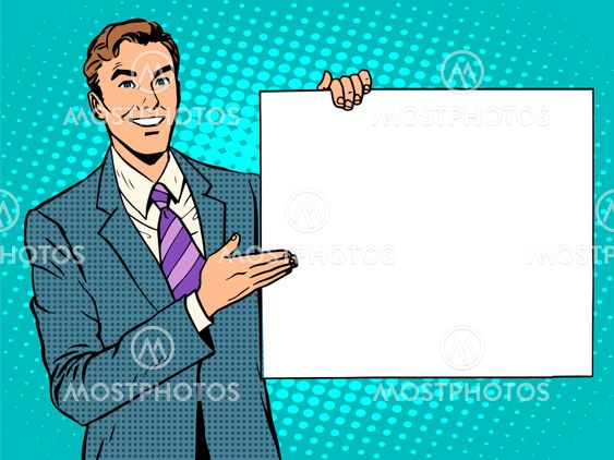businessman advertising announcement your brand here