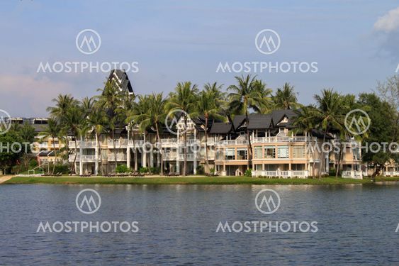 Laguna Beach Resort,PHUKET, THAILAND - NOV, 06, 2013: Luxury villa with lagoon lake and palm around