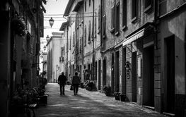 MONTAIONE, ITALY - SEPTEMBER 10, 2023 - An elderly couple...