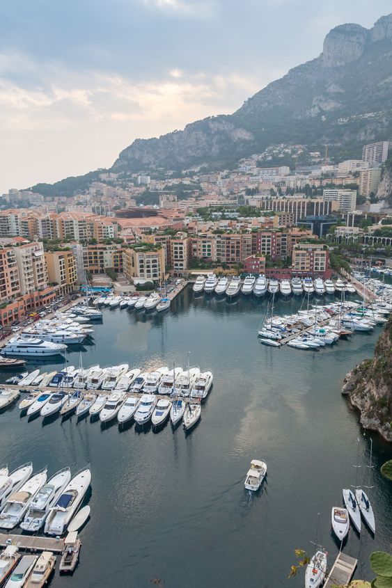 Aerial View on Monaco Harbor with Luxury Yachts, French Riviera