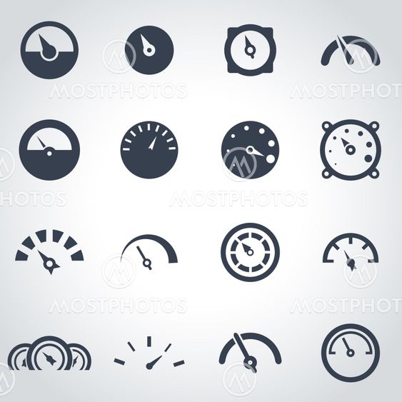 Vector black meter icon set