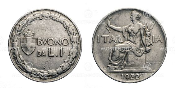 One 1 Lira Nichelio Coin 1922 Buono Vittorio Emanuele III...