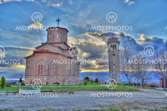 Church, cross, landscape