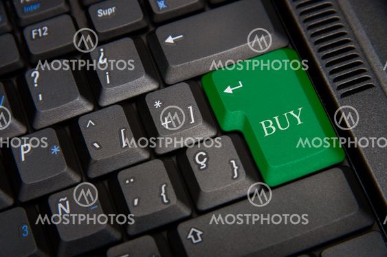 Keyboard of computer with a word buy