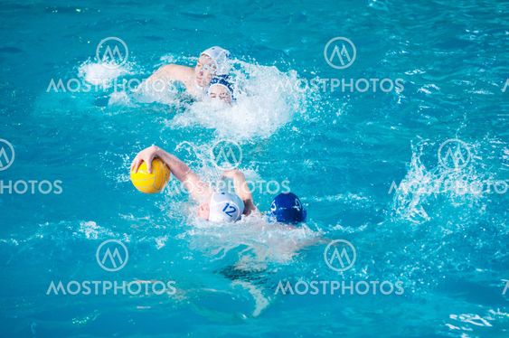 Orenburg, Russia - 6 May 2015: The boys play in water polo