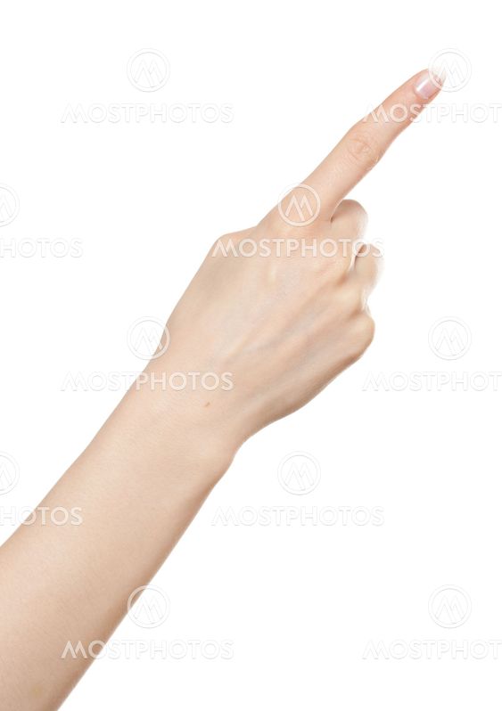 Woman hand pointing up