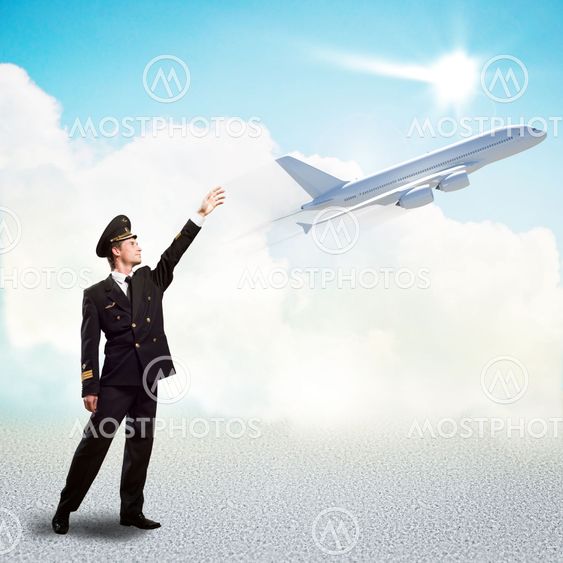 pilot in the form of extending a hand to airplane