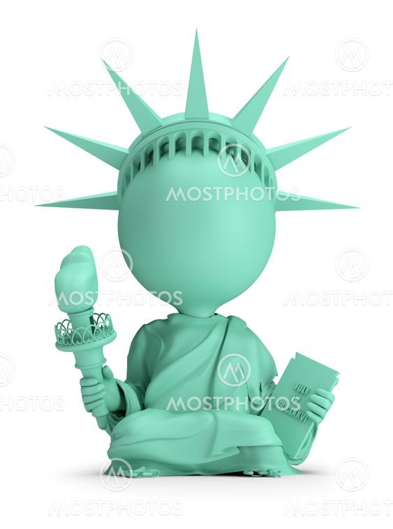 3d small people - meditating Statue of Liberty