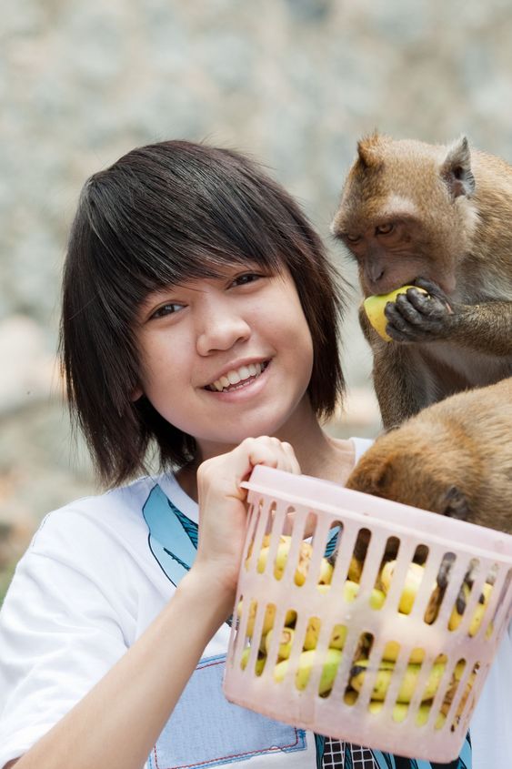 girl with monkey