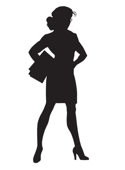 Beautiful strong businesswoman black silhouette figure