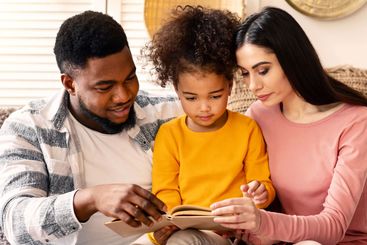 Reading lesson in international family during quarantine