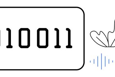 Binary Code, Feather, and Sound Waves Representing...