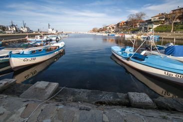 Sunset panorama of the port of Sozopol, Bulgaria
