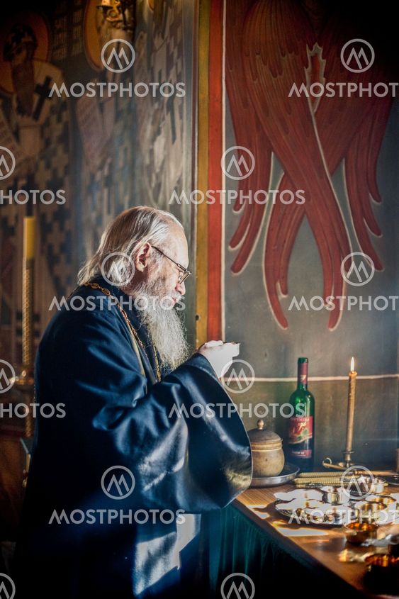 MOSCOW - MARCH 14: Orthodox liturgy with bishop Mercury in High Monastery of St Peter in Moscow on March 14, 2010 in Moscow