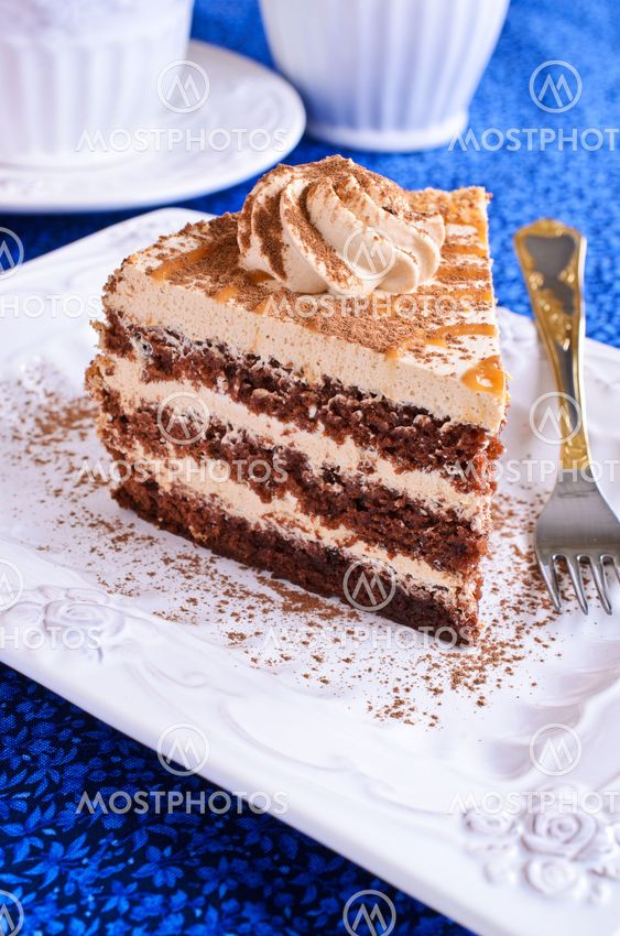 Brown cake with cream