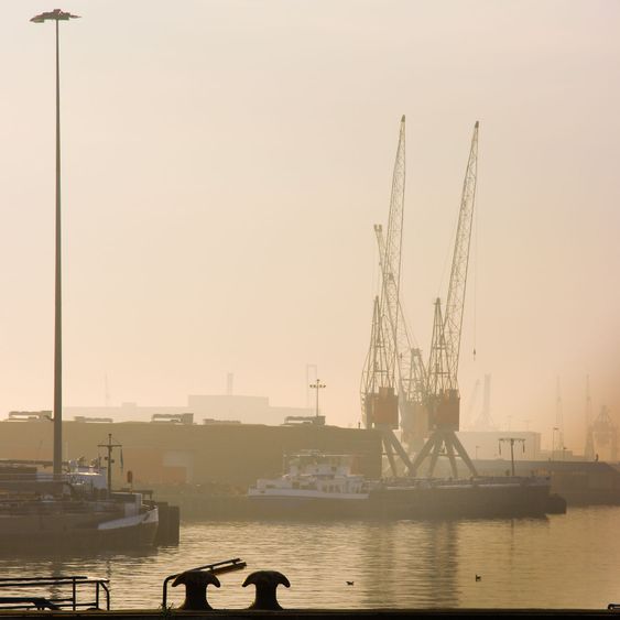 Harbor with cranes - square cropped