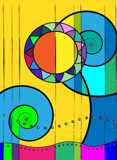 colored background image of the abstract sun ans waves