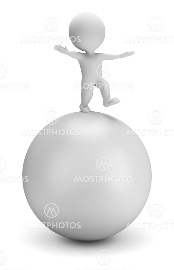3d small people - balances on the ball