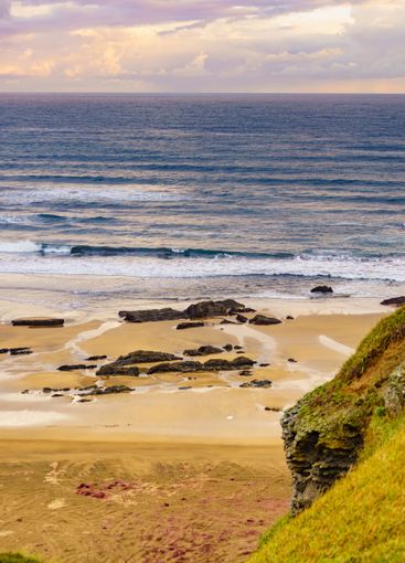 Asturias coast with Carniciega beach in Spain.