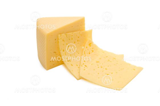 Cheese piece isolated on white background