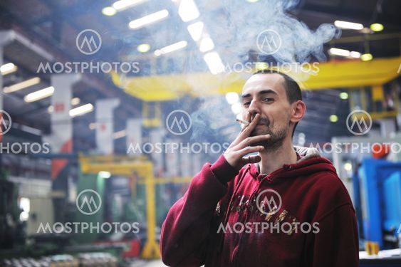 industry worker smoke cigarette