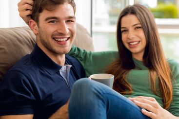 Young couple drinking coffee