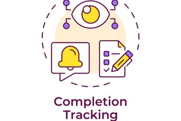 Completion tracking multi color concept icon
