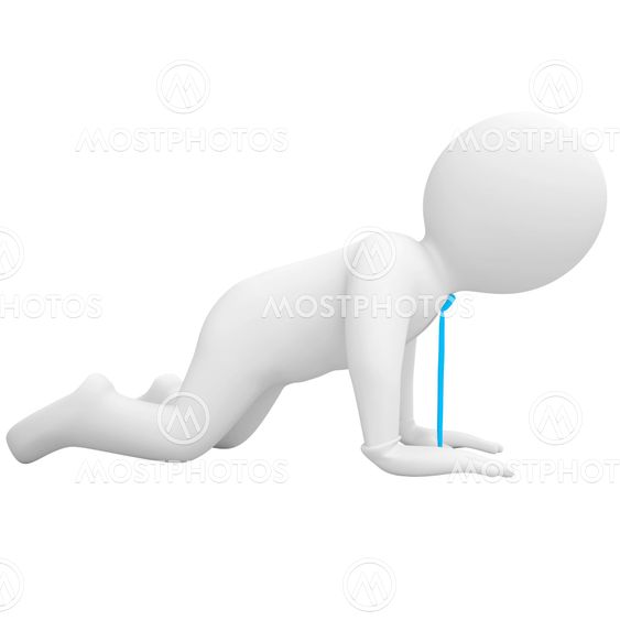 3d man crawling on his knees