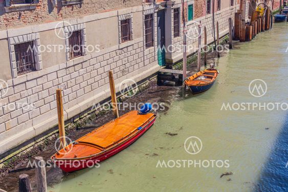 Venice canal with gondolas