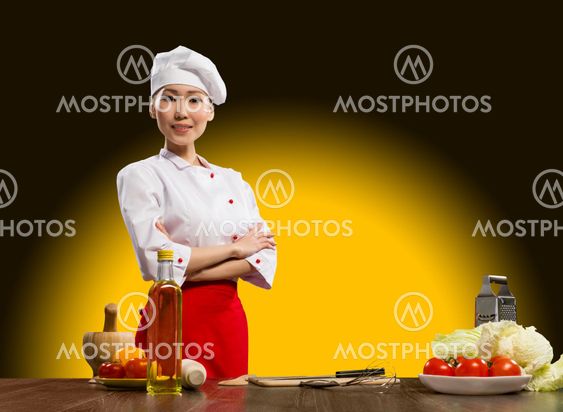 Portrait Asian woman cooks