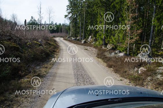 Driving at a gravel road