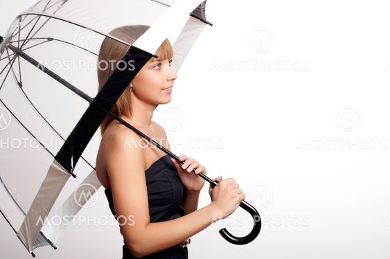 woman holding umbrella