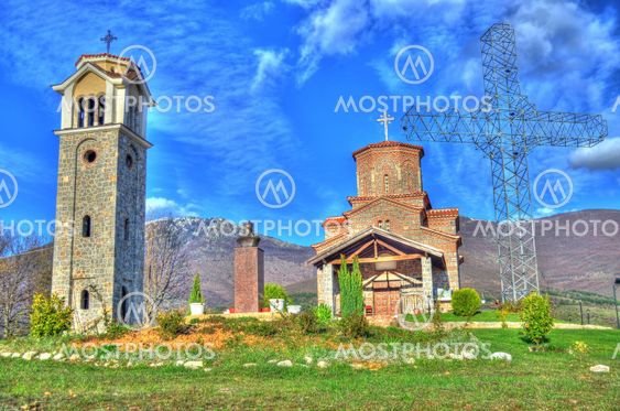 Church, cross, landscape