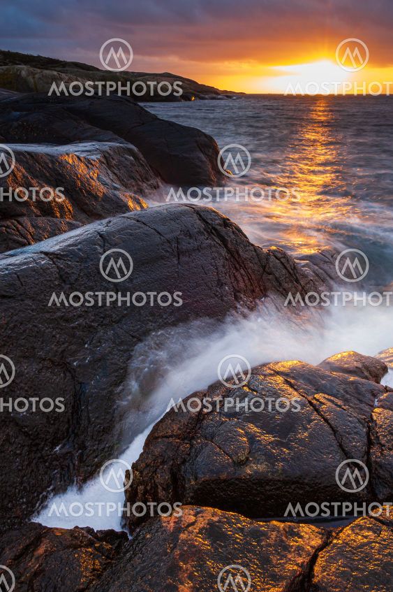 Sunset at the coast. Amundön, Gothenburg, Sweden